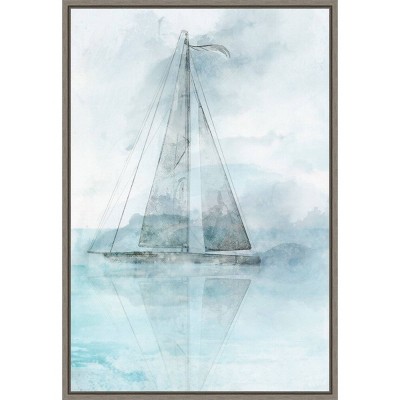 16" x 23" Sailing Boat II by Ken Roko Framed Canvas Wall Art - Amanti Art: Contemporary Nautical Lithograph, Vertical Layout