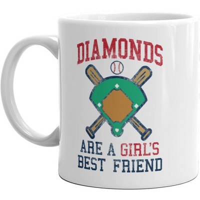 Crazy Dog Diamonds Are A Girl's Best Friend Mug Funny Baseball Softball Player Coffee Cup-11oz