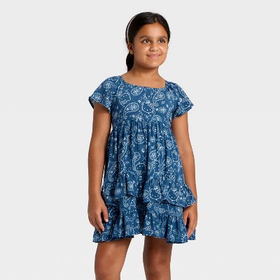 Girls' Sanrio Hello Kitty Paisley Tiered Dress - Blue