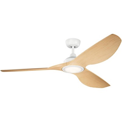 65" Kichler Imari Oak Matte White LED Ceiling Fan with Wall Control