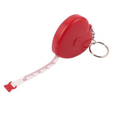 Unique Bargains Plastic Heart Shaped Retractable Measuring Tape Ruler Keyring