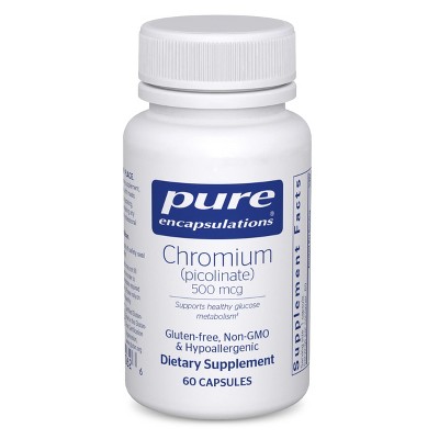 Pure Encapsulations Chromium (Picolinate) 500 mcg - for Lipid & Carbs Metabolism* - Superior Absorption Chromium - Vegan & Gluten Free - 60 Capsules