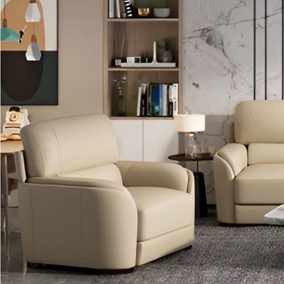 Acme Furniture 43.3" Edrice Accent Chair Ice Gray Top Grain Leather: No Assembly, Wood Frame, Attached Cushions