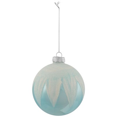 Northlight 4" Blue and White Glass Ball Christmas Ornaments