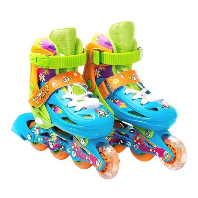 Titan Flower Power Princess Girls Inline Skates with LED Light-up Front Wheel and LED Laces, Multi-Color, Large