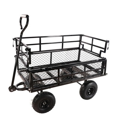 SEVOBAL Utility Storage Cart Double-Barreled Multi-Functional Tool Cart Garden Cart For Easily Transporting Firewood, Black, 40.55"*19.70"*39.37"