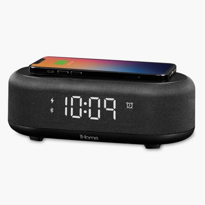 iHome Bluetooth Alarm Clock with Wireless Charger and USB Charging Station (iBTW112)
