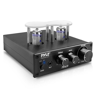 Pyle PVTA20 600W Bluetooth Tube Amplifier - Stereo Receiver, 2 Tubes, AUX/MP3/Mic Inputs, Copper Output - Desktop Audio Power Amp, 600W