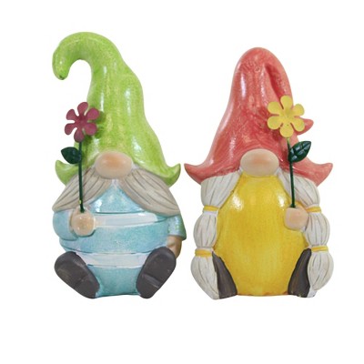 Figurine 5.0 Inch Springtime Gnome Couple , Flowers Garden (2PC)
