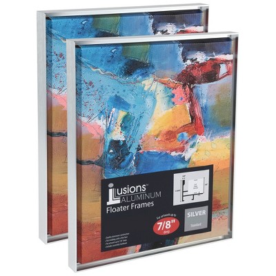 Creative Mark Illusions Aluminum Floater Frames 7/8" 2 Pack, 12x16" Silver - Canvas Floater Frames with Sleek Metal Exterior, Flat Molding & Assembly