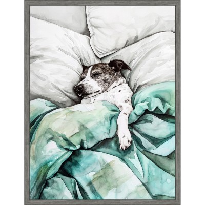Amanti Art Dogs Life Tucked In by Justyna Jaszke Framed Canvas Wall Art