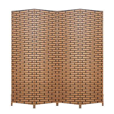 FDW Room Divider Wall Divider Wood Screen Wood Mesh Hand-Woven Design Room Screen Divider Indoor Folding Portable Partition Screen