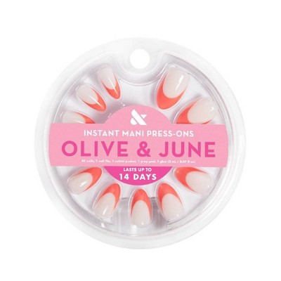 Olive & June Press-On Fake Nails - M Almond - Ride Into the Sunset French - 42ct