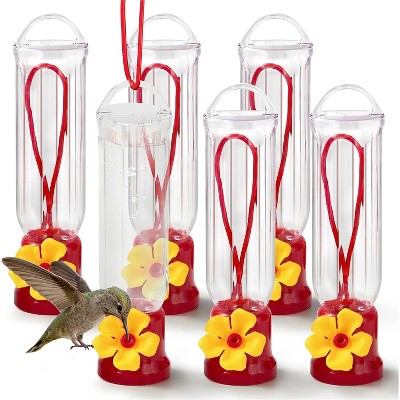 Joyfy 6 Pcs Mini Hummingbird Feeders with Hanging Wires – Transparent Outdoor Bird Feeders for Patio, Lawn, Backyard, and Garden