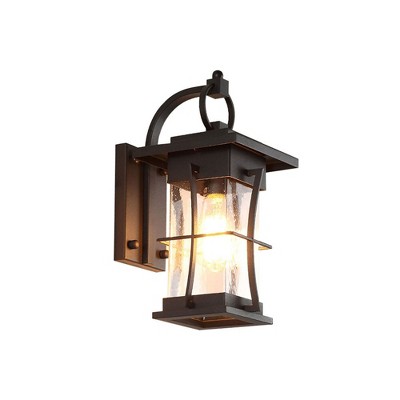 YIYIBYUS Black Waterproof Outdoor/Indoor Wall Sconce with Glass Shade for Yards Garden
