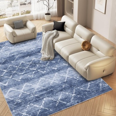 Modern 8x10 Rugs,Washable Rug Living Room Area Rug, Non-Slip Non-Shedding Geometric Floor Carpet for Bedroom