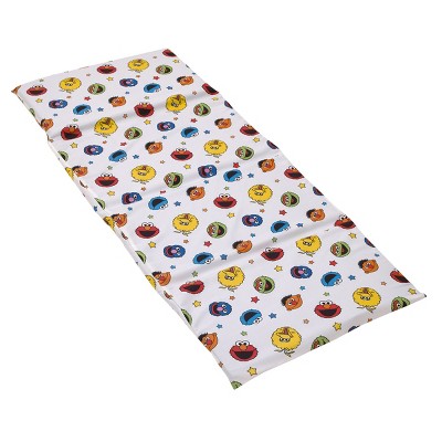 NoJo Sesame Street Come and Play Blue, Green, Red and Yellow, Elmo, Big Bird, Cookie Monster, Grover and Oscar the Grouch Preschool Nap Pad Sheet