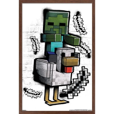 Trends International Minecraft: Metro Art - Chicken Jockey Framed Wall Poster Prints