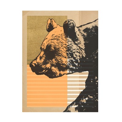Trademark Fine Art - Alonzo Saunders  Gold Geometric Bear I Canvas Art
