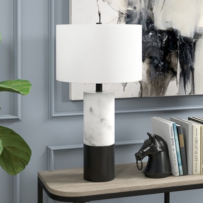 Hudson and Canal 24" Tall Table Lamp with Fabric Shade Marble