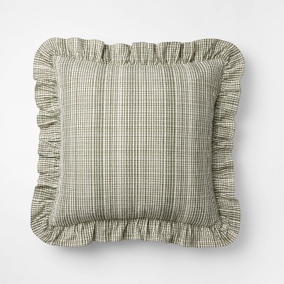 24"x24" Uneven Plaid with Ruffle Pillow - Threshold™ designed with Studio McGee