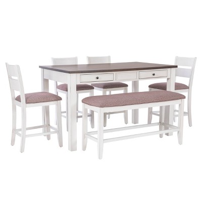 Powell 6pc Bruner Rectangle Counter Height Dining Set White