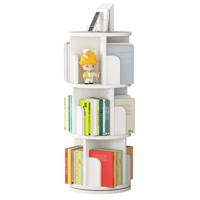 Rotating 3-Tier Bookshelf 360° Spinning Bookcase Storage Rack for Kids and Adults Small Space Organizer