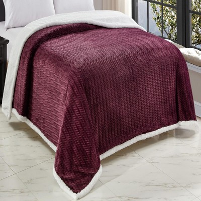 Plazatex Jacquard Microplush Soft Premium Microplush Braided Blanket, Plum