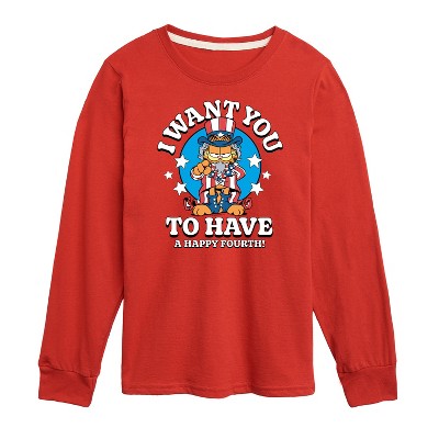 Boys' - Garfield - Want You To Have A Happy Fourth Long Sleeve Graphic T-Shirt