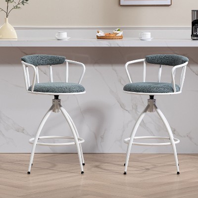 NicBex Bar Stools Set of 2, Upholstered Swivel Fashion Counter Stool Chairs with Back and Metal Frame for Bar, Kitchen