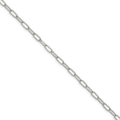 Chisel Stainless Steel Polished Elongated Open Link Paperclip 6.5" + 1.25" Bracelet