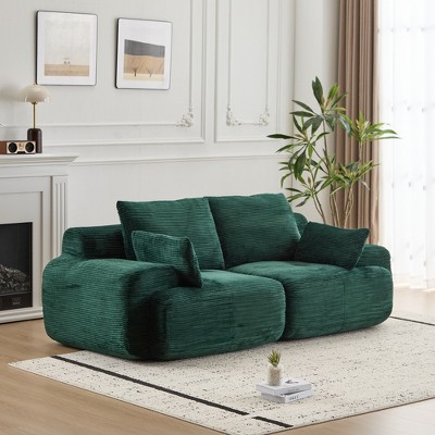 Whisen Modern Memory Foam Compressed Chaise Longue with Movable Ottoman Corduroy Fabric