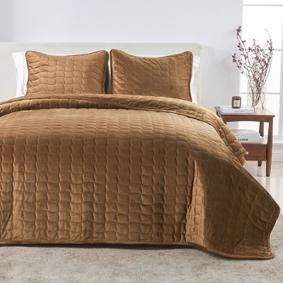 Dual-Sided Velvet Box-Stitched Heavyweight Quilt Set - Great Bay Home