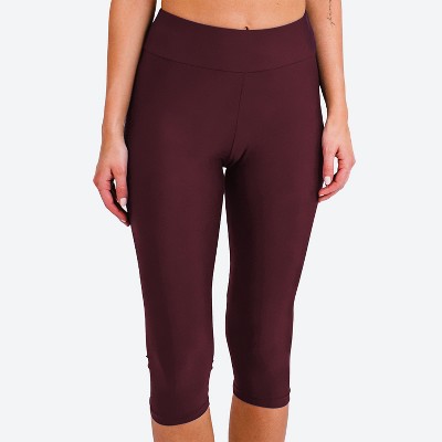 Calypsa Women's High Waisted Chlorine Resistant Capri Swim Leggings