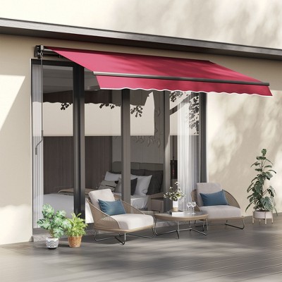Sapphtopaz 10' x 8' Retractable Awning Manual Patio Awnings Sunshade Shelter UV Resistant with Manual Crank Handle Aluminum Frame