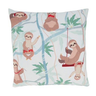 Saro Lifestyle Sloth Pillow - Poly Filled, 16" Square, Multi