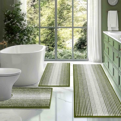 BAGOKIE 3 Piece Chenille Bathroom Rug Set