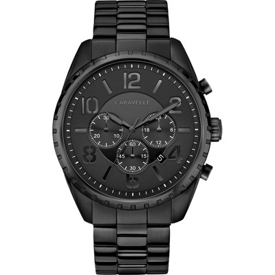 Caravelle designed by Bulova Men's 6-Hand Chronograph Quartz Black IP Stainless Steel, 44mm