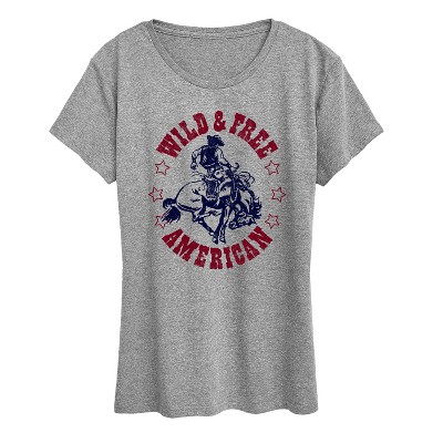 Women's - Instant Message - Wild And Free American Short Sleeve Graphic T-Shirt