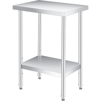 Nasitip Stainless Steel Work Table with Adjustable Undershelf, Heavy-Duty Prep Table for Kitchen, Restaurant, Garage – Silver