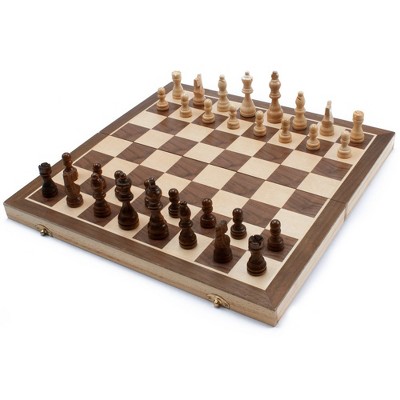 GSE 15" Magnetic Wooden Chess Game Set, Folding Chess Board Set with 32 Chessmen & Storage Box