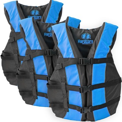 Hardcore Life Jacket 3 Pack Paddle Vest for Adults; Coast Guard Approved Type III PFD Life Vest Flotation Device; Jet ski, Wakeboard, Kayak