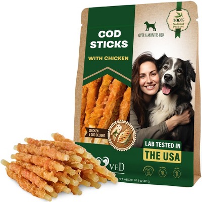 Beloved Pets Dog Treats Cod Sticks Wrapped with Chicken, Rawhide Free Chews 10.6 Oz - 1 Pack