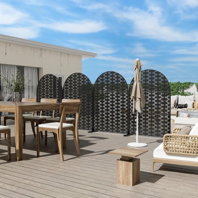 Brick 01 Black Arched Galvanized Steel Screen 183x120x40cm