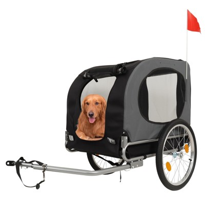 Dog Bike Trailer for Medium & Large Dogs - 2 in 1 Convertible Jogger Stroller with Universal Hitch, Waterproof Canopy & Safety Flag