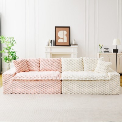 VASIP Luxury Color-Block Turtle Velvet Modular Sofa, Flexible Arrangeable Design for Single Row, Side-by-Side or Facing Layout ,for Living Room