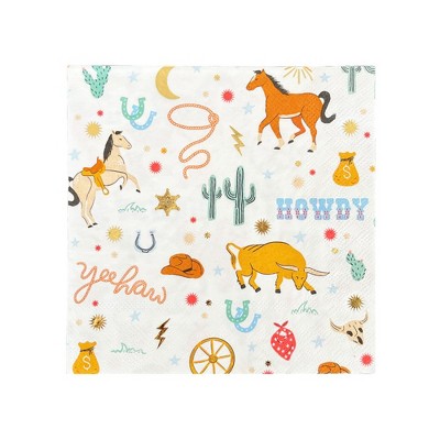 Daydream Society - Yeehaw Large Cowboy Napkins - Pack of 16 Paper Napkins