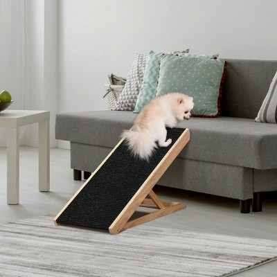 Resenkos Elevated Pet Ramp for Dogs and Cats, Foldable and Height Adjustable with Non-slip Finish, Pine 35.5"L x 16"W x 24"H, Black