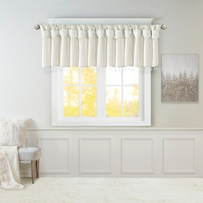 Kumasinova 26"x50" Faux Silk Beaded Valance,Lightweight Small Short Valance with Twisted Tab Top,Lined for Privacy,Bedroom,Machine Washable