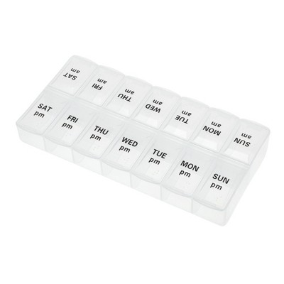 Unique Bargains 14 Grids Double Row Pill Box 1 Pc